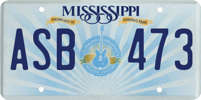 MS license plate ASB473