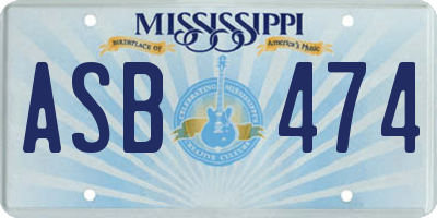 MS license plate ASB474