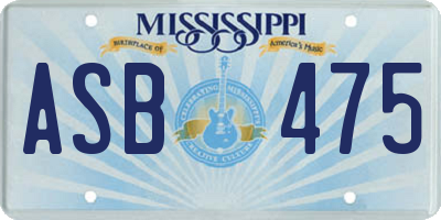 MS license plate ASB475