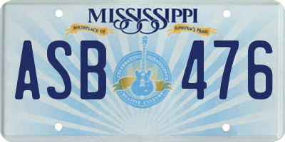 MS license plate ASB476