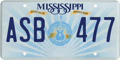 MS license plate ASB477
