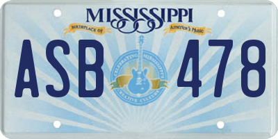 MS license plate ASB478