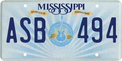 MS license plate ASB494