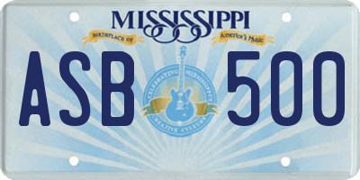 MS license plate ASB500