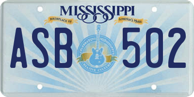 MS license plate ASB502