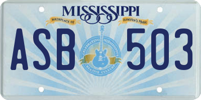 MS license plate ASB503