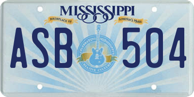 MS license plate ASB504