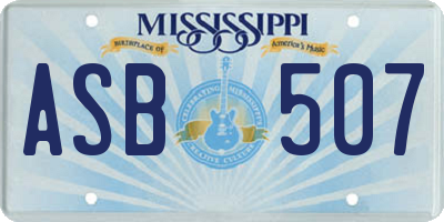 MS license plate ASB507