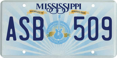 MS license plate ASB509