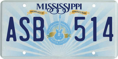 MS license plate ASB514