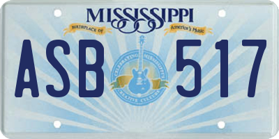 MS license plate ASB517