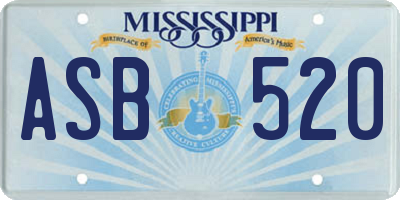 MS license plate ASB520
