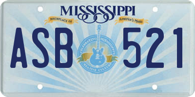 MS license plate ASB521