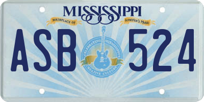 MS license plate ASB524