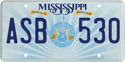 MS license plate ASB530
