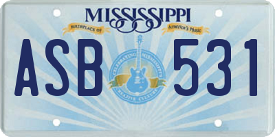MS license plate ASB531