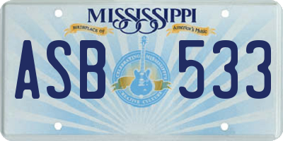 MS license plate ASB533