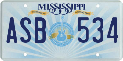 MS license plate ASB534