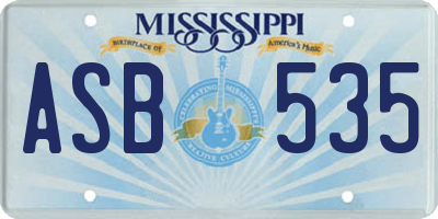 MS license plate ASB535