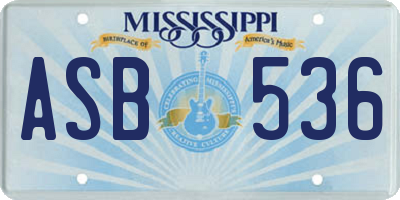 MS license plate ASB536