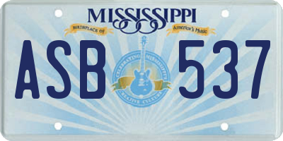 MS license plate ASB537