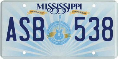 MS license plate ASB538