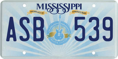MS license plate ASB539