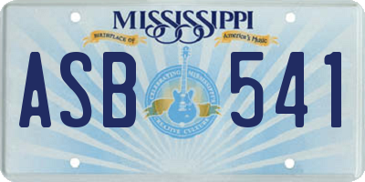 MS license plate ASB541
