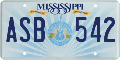 MS license plate ASB542