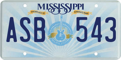 MS license plate ASB543