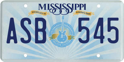 MS license plate ASB545