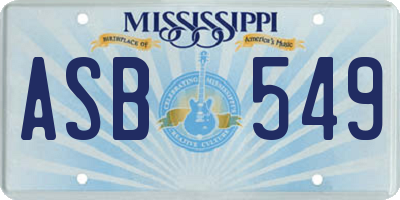 MS license plate ASB549