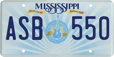 MS license plate ASB550