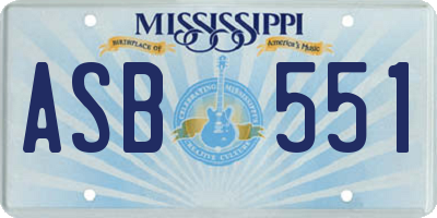 MS license plate ASB551