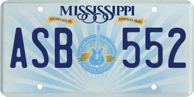 MS license plate ASB552