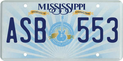 MS license plate ASB553