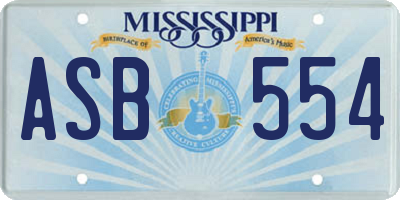 MS license plate ASB554