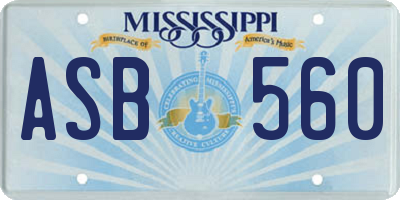 MS license plate ASB560