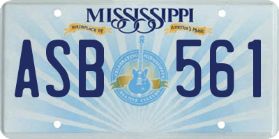 MS license plate ASB561