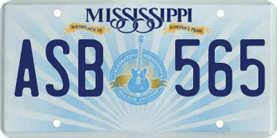 MS license plate ASB565