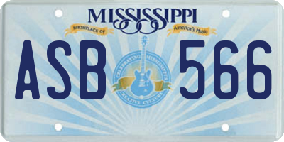 MS license plate ASB566