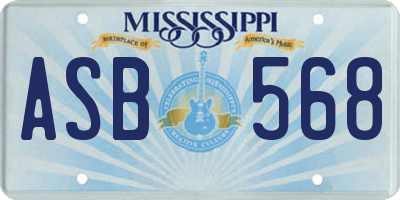 MS license plate ASB568