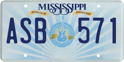MS license plate ASB571