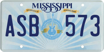 MS license plate ASB573
