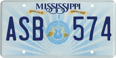 MS license plate ASB574
