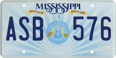 MS license plate ASB576