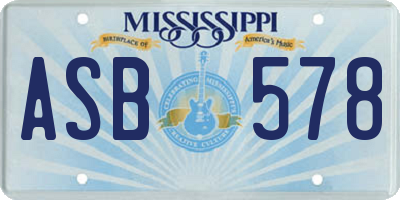MS license plate ASB578