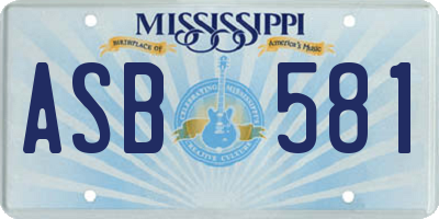 MS license plate ASB581