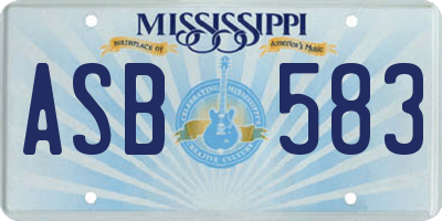 MS license plate ASB583