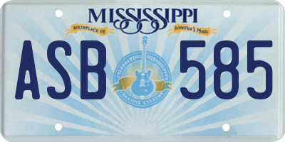 MS license plate ASB585